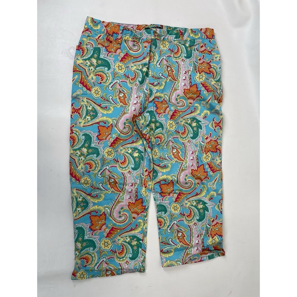 Lauren Ralph Lauren Jacobean Paisley Capri Pants Womens Size 2XL